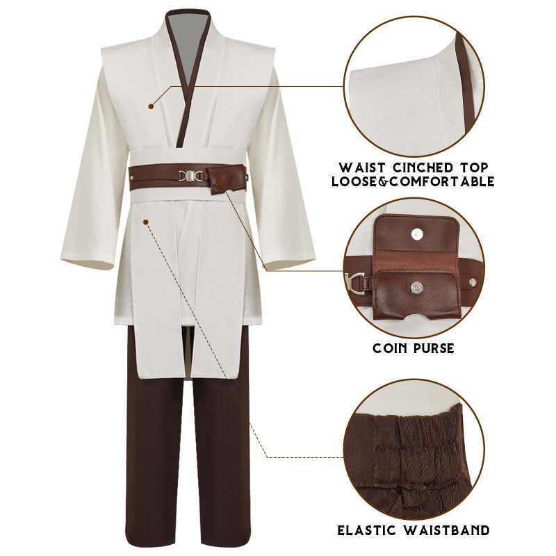 Wecos Tunic Hooded Robe Knight Costume Outfits Halloween Cosplay Costume for Mens Three Versions - Image 2